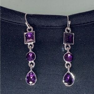 Free Press Chandelier Purple Glass Pierced Earrings (Ind)